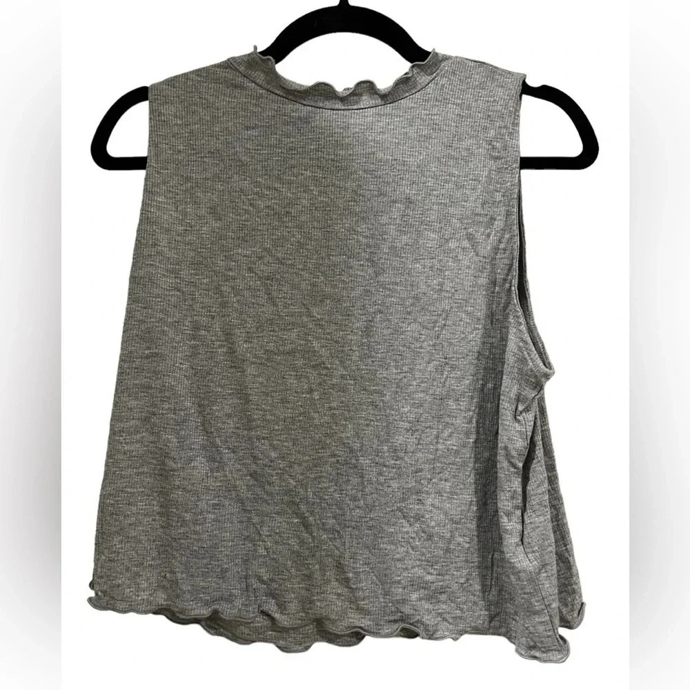 NWOT Project Social T Gray Ruffle Collar Crop Top XL